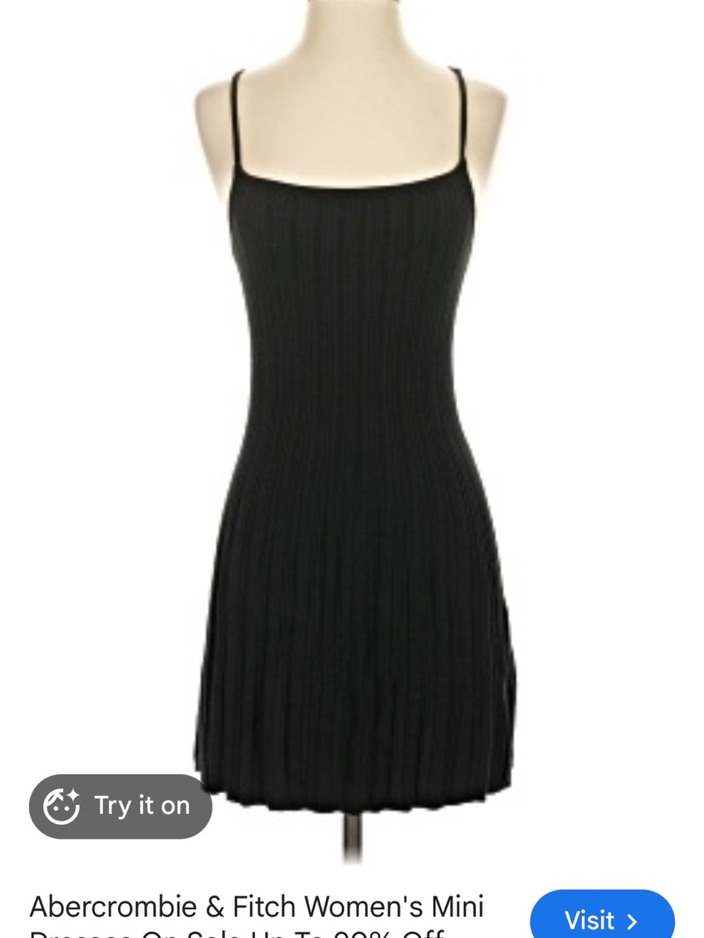 Abercrombie & Fitch Black Ribbed Spaghetti-Strap Mini Dress